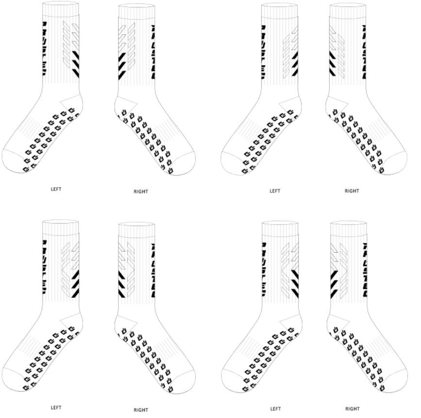 ProstecWear witte gripsokken overzicht, linker en rechter voet, met rubberen antislip details, functionele voetbalaccessoires
