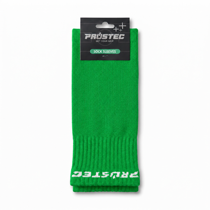 Prostec sock sleeves groen in verpakking met logo 