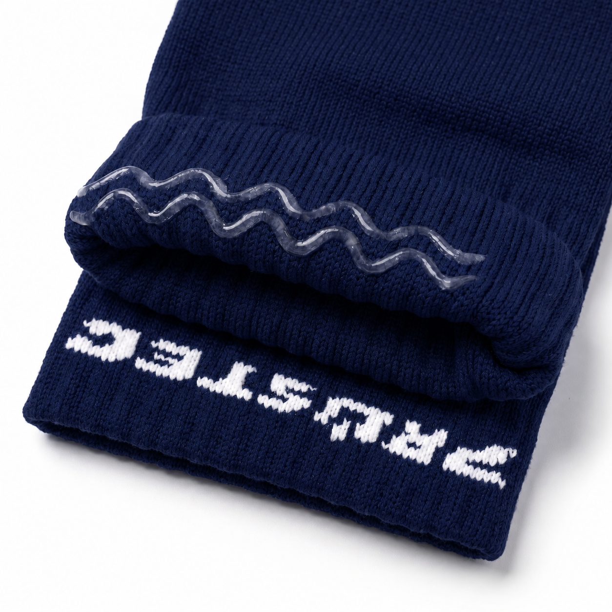Prostec sock sleeves navy met siliconen antislip grip-strip in de boord, close-up 