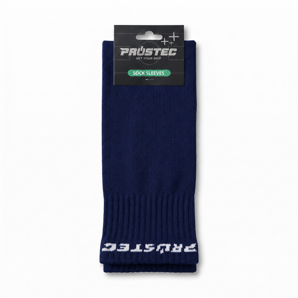 Prostec sock sleeves navy in verpakking met logo 