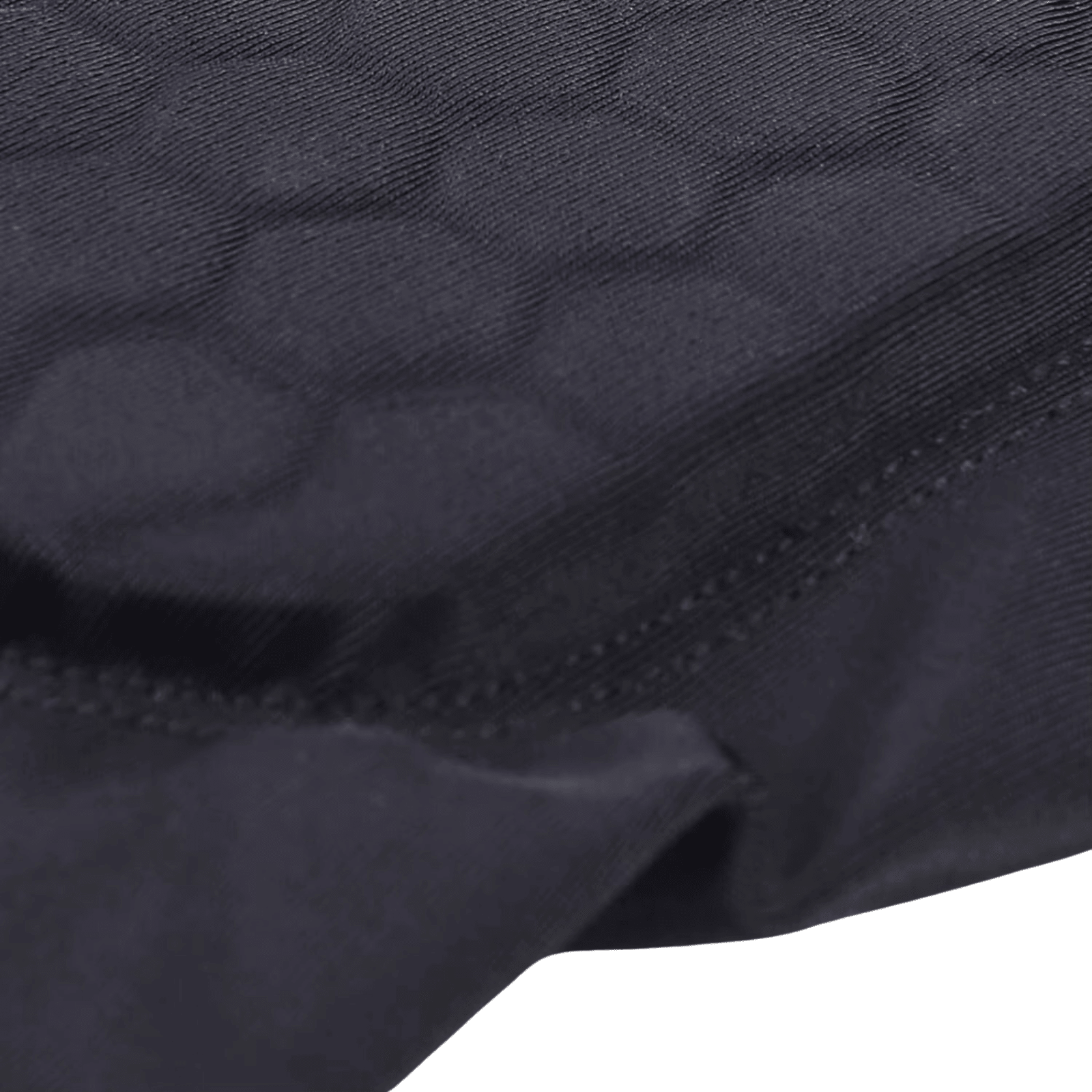 Close-up zwarte stof van Prostec ingebouwde scheenbeschermers, een essentieel voetbalaccessoire met pads en stiksels