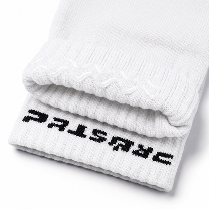Prostec sock sleeves wit met siliconen antislip grip-strip in de boord, close-up 