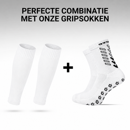 Prostec sock sleeves wit gecombineerd met Prostec gripsokken 