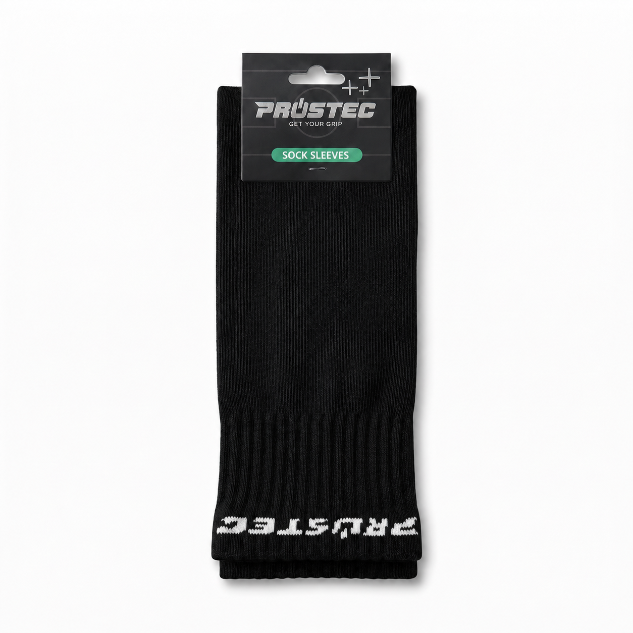 Prostec sock sleeves zwart in verpakking met logo 