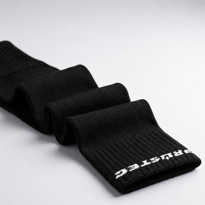 Prostec sock sleeves zwart gedrapeerd, elastisch stretchmateriaal 