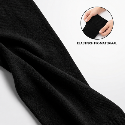 Close-up van het elastische fix-materiaal van Prostec sock sleeves zwart 