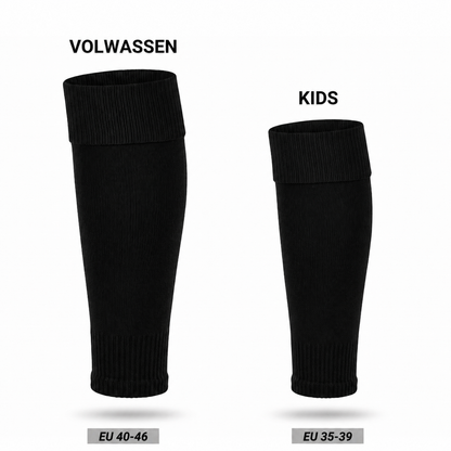 Maatoverzicht Prostec sock sleeves zwart: volwassen EU 40-46 en kids EU 35-39 