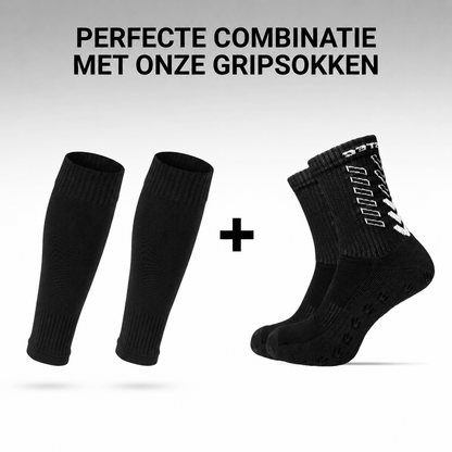 Prostec sock sleeves zwart gecombineerd met Prostec gripsokken 